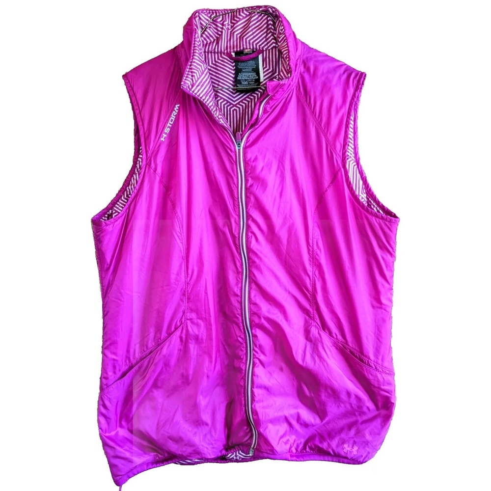 Under Armour Women XL Storm Cold Gear Loose Insulated Pink Puff Vest Outdoors